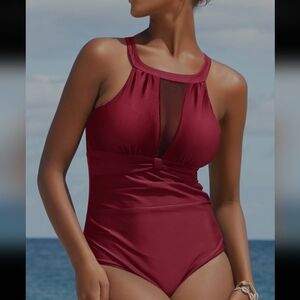 SUMMER MAE WOMENS Tummy control ONE PIECE rouched SWIMMSUIT MEDIUM NEW